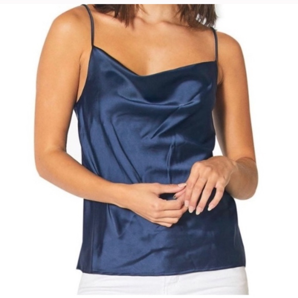 RO & DE Satin Tank from Anthropologie Size Small Deep Navy Blue